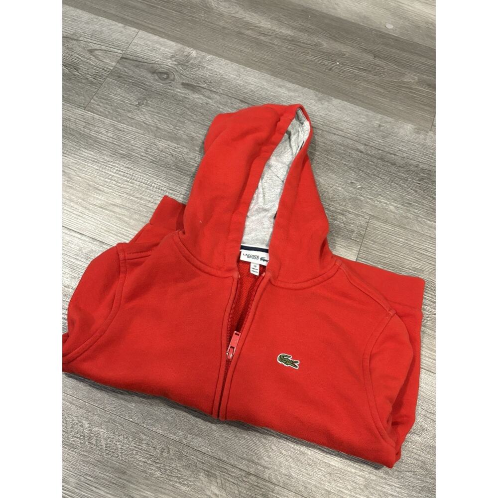 Lacoste Sport Hoodie Boys RED Youths Sweater Full Zip